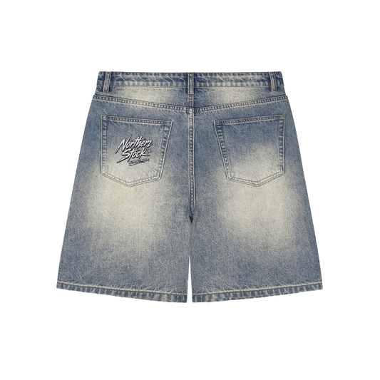 Northern Stock Faded Distressed Baggy Denim Shorts